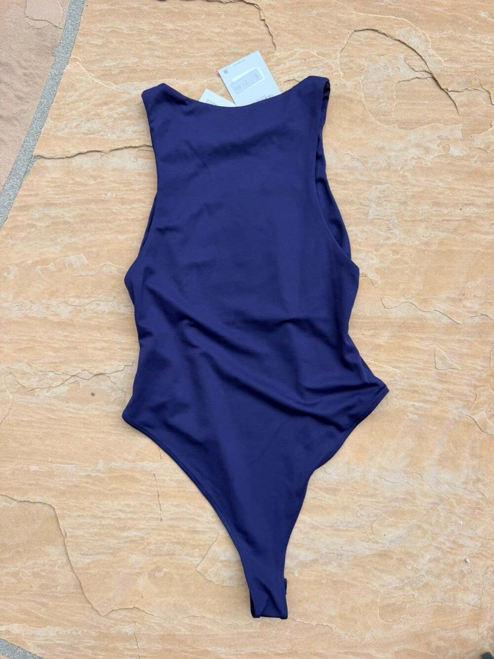 NWT Zara Tank Bodysuit Leotard Halter High Neck Women Blue Small ES